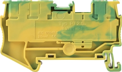 Terminal block yellow-green for DIN rail e.tc.z.din.spring.2,5.1-2, E.NEXT