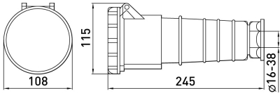 Portable socket e.socket.pro.5.63, 5p., 380 V, IP 67, 63 A (235), E.NEXT
