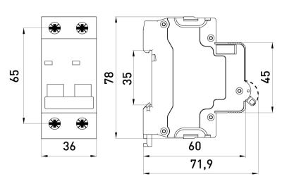 Modularer Leitungsschutzschalter e.mcb.stand.60.DC.2.C50, 2p, 50A, C, 6kA, DC E.NEXT