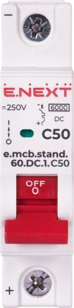 Întrerupător modular e.mcb.stand.60.DC.1.C50, 1p, 50A, C, 6kA, DC E.NEXT