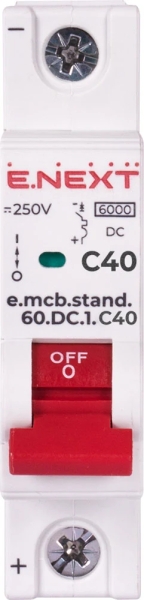 Modular circuit breaker e.mcb.stand.60.DC.1.C40, 1p, 40 A, C, 6kA, DC, E.NEXT