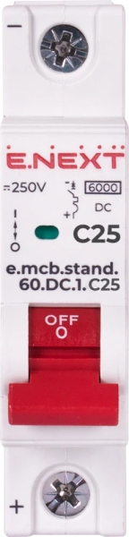Modular circuit breaker e.mcb.stand.60.DC.1.C25, 1p, 25 A, C, 6kA, DC, E.NEXT