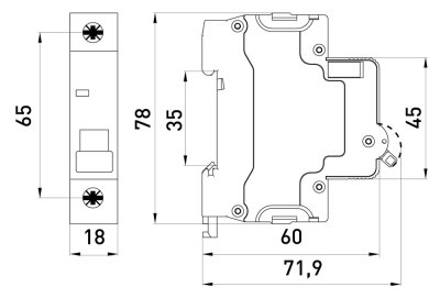 Modular circuit breaker e.mcb.stand.60.DC.1.C25, 1p, 25 A, C, 6kA, DC, E.NEXT