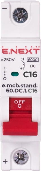 Modular circuit breaker e.mcb.stand.60.DC.1.C16, 1p, 16 A, C, 6kA, DC, E.NEXT