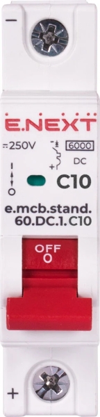 Modular circuit breaker e.mcb.stand.60.DC.1.C10, 1p, 10 A, C, 6kA, DC, E.NEXT