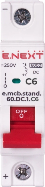 Modular circuit breaker e.mcb.stand.60.DC.1.C6, 1p, 6 A, C, 6kA, DC, E.NEXT