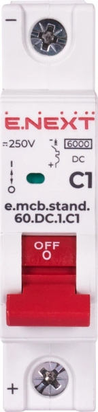 Modular circuit breaker e.mcb.stand.60.DC.1.C1, 1p, 1 A, C, 6kA, DC, E.NEXT