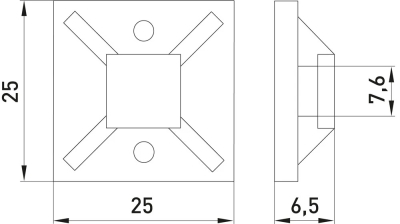 Self-adhesive CABLE TIE BASE E.CTB.STAND.25.25, (100 PCS.)25×25MM, E.NEXT