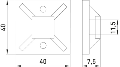 Self-adhesive CABLE TIE BASE E.CTB.STAND.40.40, (100 PCS.) 40×40MM, E.NEXT