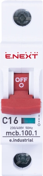 Modular circuit breaker E.INDUSTRIAL.MCB.100.1.C16, 1 P, 16 A, C, 10 kA, E.NEXT