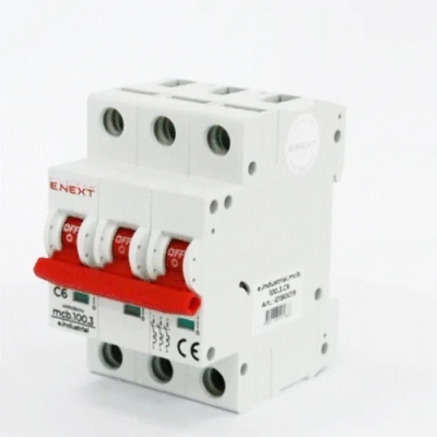Modular circuit breaker E.INDUSTRIAL.MCB.100.3.C6, 3 P, 6 A, C, 10 kA, E.NEXT