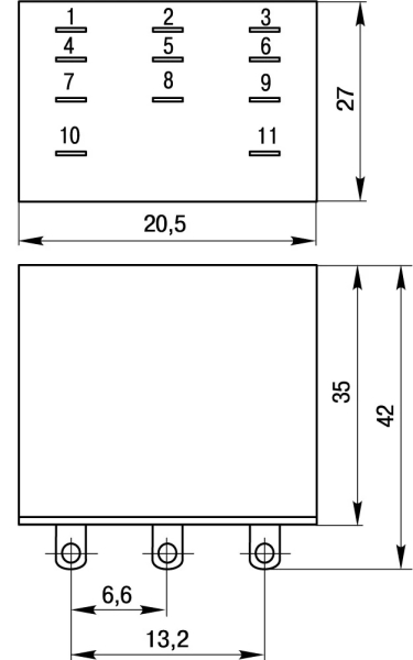 INTERMEDIATE RELAY E.CONTROL.P533 5A, 3 GROUPS OF CONTACTS, COIL 24V DC E.NEXT