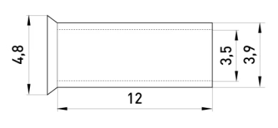 KABELSCHUH, UNISOLIERT, E.TERMINAL.STAND.EN.6.12 6,0 MM², L=12 MM E.NEXT