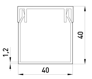 CABLE channel E.TRUNKING.STAND.40.40, 40×40MM, 2M, E.NEXT