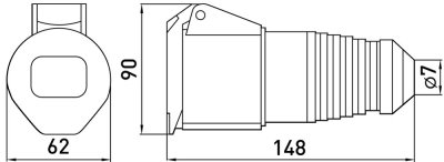 Industrial portable socket E.SOCKET.PRO.4.32, 4P., 380 V, 32 A (224), E.NEXT