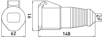 Industrial portable socket E.SOCKET.PRO.3.32, 3P., 220 V, 32 A (223), E.NEXT