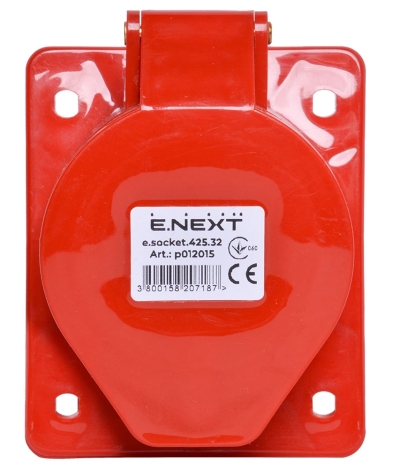 Industrial socket FOR PANEL E.SOCKET.PRO.5.32.WALL, 5P., 380 V, 32 A (425), E.NEXT