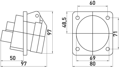 Industrial socket FOR PANEL E.SOCKET.PRO.5.32.WALL, 5P., 380 V, 32 A (425), E.NEXT