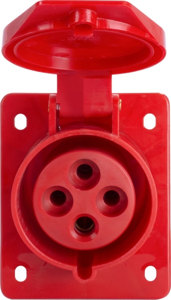 Industrial socket FOR PANEL E.SOCKET.PRO.4.32.WALL, 4P., 380 V, 32 A (424), E.NEXT
