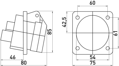 Industrial socket FOR PANEL E.SOCKET.PRO.4.16.WALL, 4P., 380 V, 16 A (414), E.NEXT
