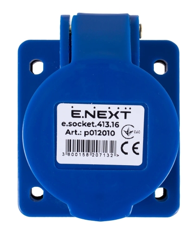Industrial socket FOR PANEL E.SOCKET.PRO.3.16.WALL, 3P., 220 V, 16 A (413), E.NEXT