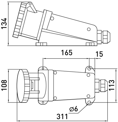 WALL industrial socket E.SOCKET.PRO.4.63, 4P., 380 V, 63 A (134), E.NEXT