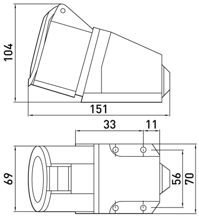 WALL industrial socket E.SOCKET.PRO.5.32, 5P., 380 V, 32 A (125), E.NEXT
