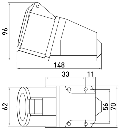 WALL industrial socket E.SOCKET.PRO.3.32, 3P., 220 V, 32 A (123), E.NEXT