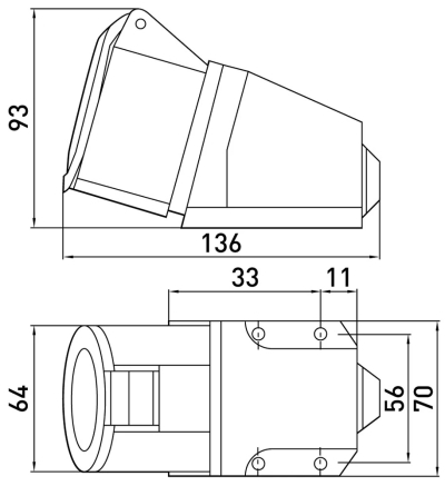 WALL industrial socket E.SOCKET.PRO.5.16, 5P., 380 V, 16 A (115), E.NEXT