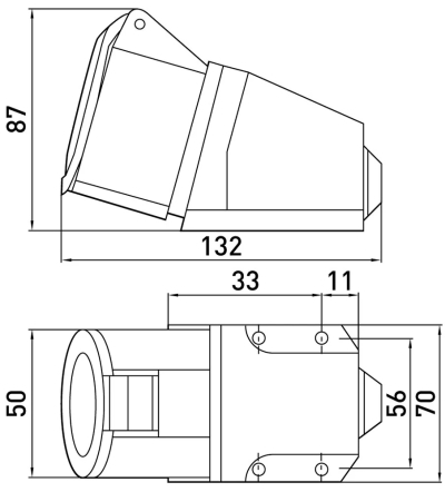 WALL industrial socket E.SOCKET.PRO.3.16, 3P., 220 V, 16 A (113), E.NEXT