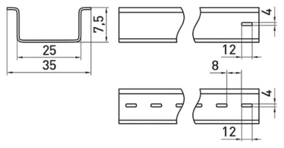 DIN RAILS E.DIN.STAND.RAIL.101, 1M E.NEXT