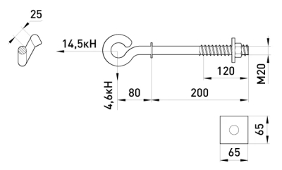 HAKEN MIT OHR E.THROUGH.HOOK.PRO.200.20, 200MM, M20 E.NEXT