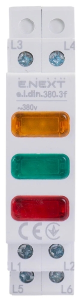 LED INDICATOR FOR DIN RAIL 3 PHASE E.I.DIN.380.3F.RED E.NEXT