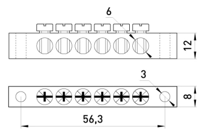 NULL BUS E.BSA.STAND.60.6, 6 LÖCHER X 60 A E.NEXT