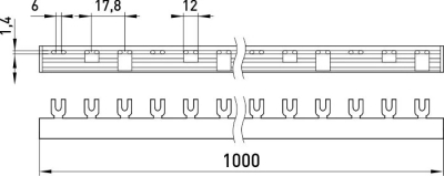 CONNECTING BAR TYPE-U E.BC.U.STAND.3.63, 3P, 63A E.NEXT