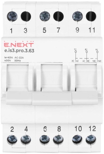 Three-position LOAD switch E.IS3.PRO.3.63, 3P, 63 A, E.NEXT