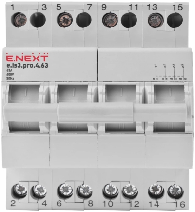 Three-position LOAD switch E.IS3.PRO.4.63, 4P, 63 A, E.NEXT