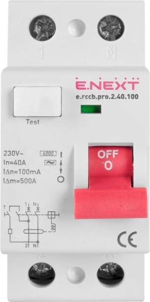 Residual current circuit breaker (RCCB) E.RCCB.PRO.2.40.100, 2, 40 A, 100 mA, type AC, E.NEXT