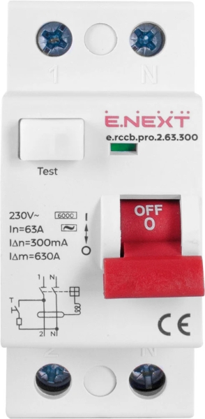 Residual current circuit breaker (RCCB) E.RCCB.PRO.2.63.300, 2, 63 A, 300 mA, type AC, E.NEXT