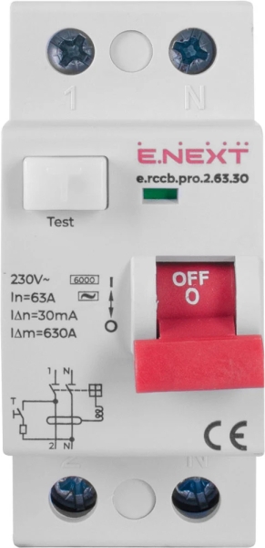 Residual current circuit breaker (RCCB) E.RCCB.PRO.2.63.30, 2, 63 A, 30 mA, type AC, E.NEXT