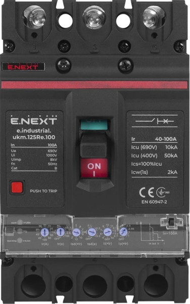 POWER circuit breaker E.INDUSTRIAL.UKM.250RE.160 WITH electronic cut-off, 3P, 160 A, E.NEXT
