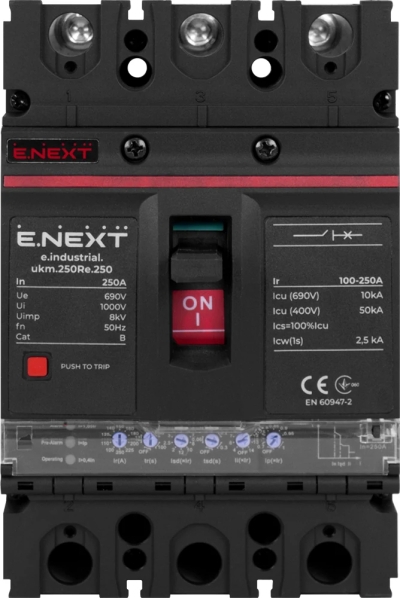 POWER circuit breaker E.INDUSTRIAL.UKM.250RE.250 WITH electronic TRIP, 3P, 250 A, E.NEXT