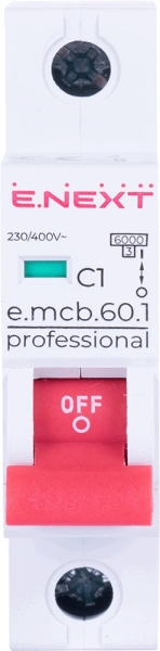 MODULAR CIRCUIT BREAKER E.MCB.PRO.60.1.C 1 NEW, 1P, 1A, C, 6KA NEW E.NEXT