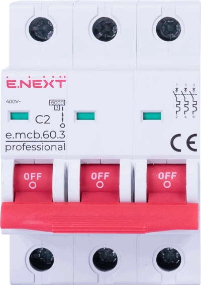 ÎNTRERUPTOR AUTOMAT MODULAR E.MCB.PRO.60.3.C 2 NOU, 3P, 2A, C, 6KA NOU E.NEXT