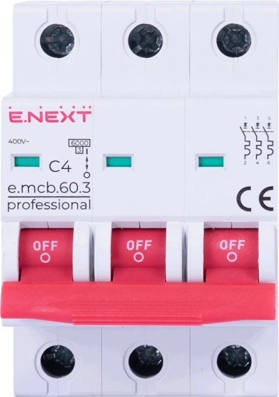 ÎNTRERUPTOR AUTOMAT MODULAR E.MCB.PRO.60.3.C 4 NOU, 3P, 4A, C, 6KA NOU E.NEXT