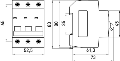 MODULAR CIRCUIT BREAKER E.MCB.PRO.60.3.C 50 NEW, 3P, 50A, C, 6KA NEW E.NEXT