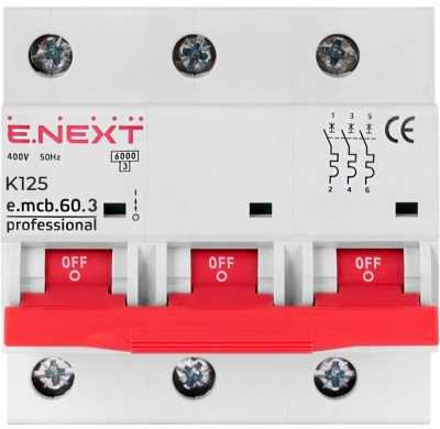 ÎNTRERUPTOR AUTOMAT MODULAR E.MCB.PRO.60.3.K 125 NOU, 3P, 125A, K, 6KA NOU E.NEXT