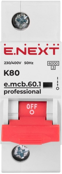 Modular circuit breaker E.MCB.PRO.60.1.K 80 NEW, 1P, 80 A, K, 6 kA NEW, E.NEXT
