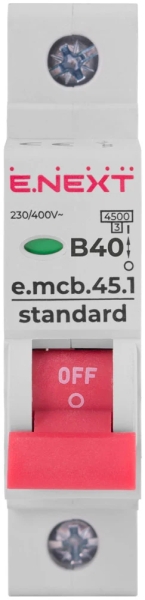 Modular circuit breaker e.mcb.stand.45.1.B40, 1P, 40 A, B, 4.5 kA E.NEXT