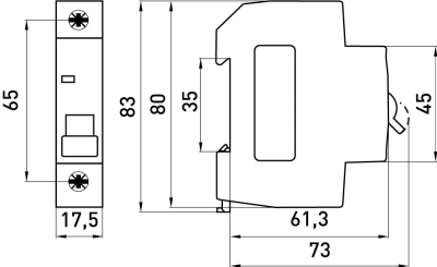 Modular circuit breaker e.mcb.stand.45.1.B63, 1P, 63 A, B, 4.5 kA E.NEXT